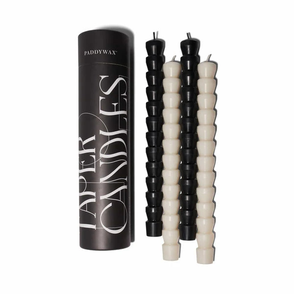 PADDYWAX TAPER CANDLES - BLACK & WHITE 4PK