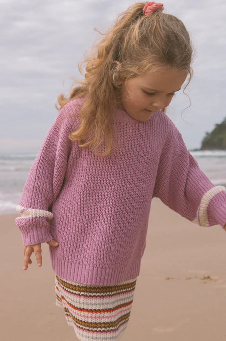 Chunky Rib Pull Over - Raspberry - Addy & Lou
