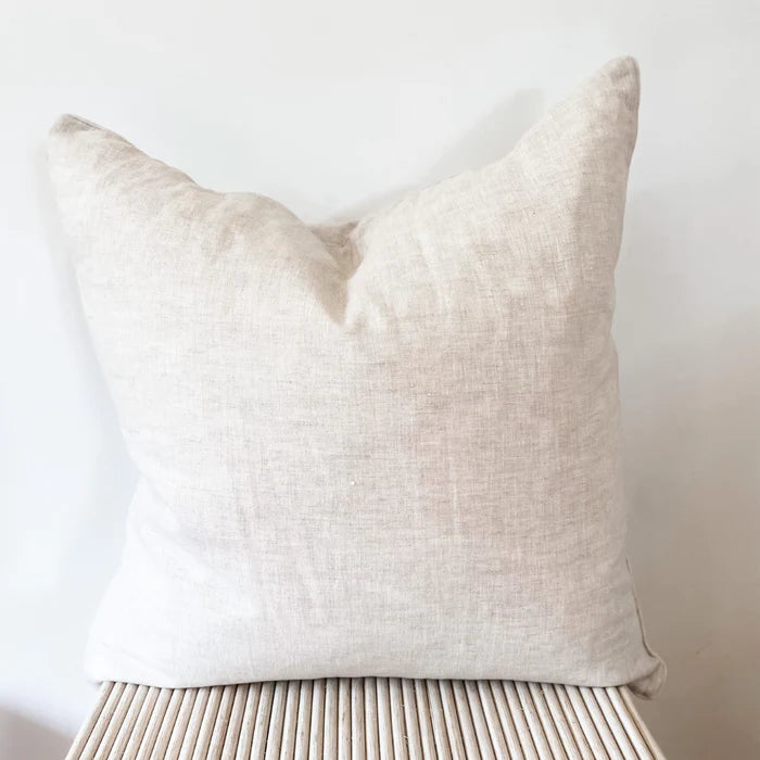 French Linen Feather Filled Cushion - Oat