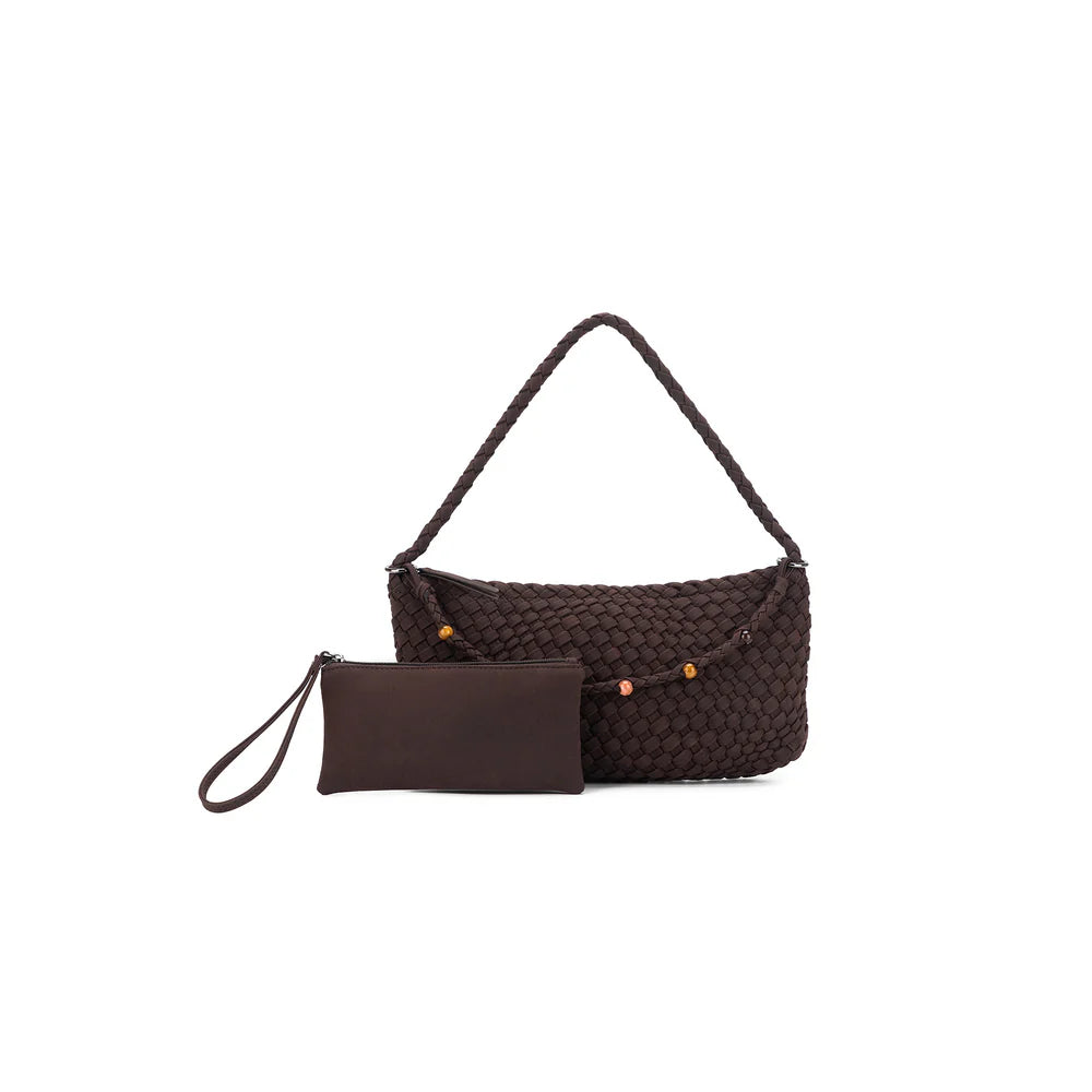 Nolita 2 Piece Eastwest Handwoven Suedette Handbag - Chocolate