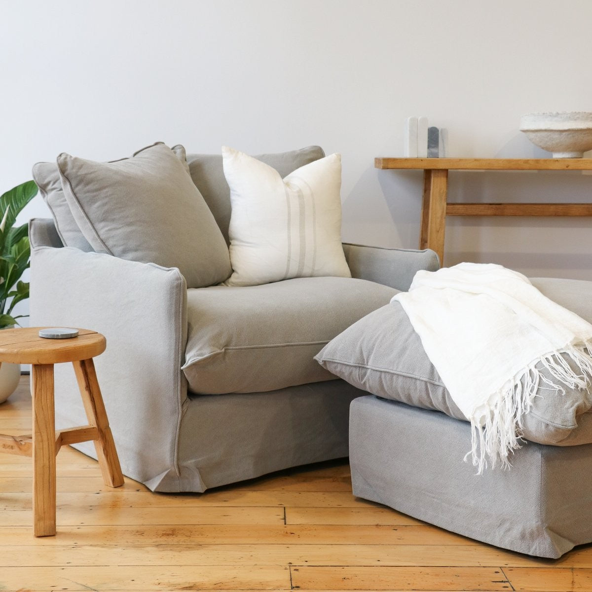 Lotus Slipcover Armchair - Cement