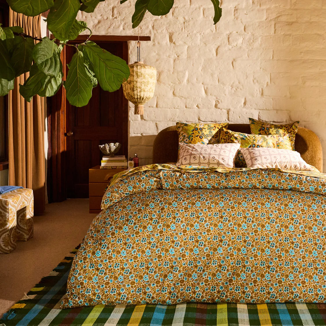 Magnolia Cotton Quilt Cover - Turquoise