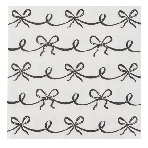 Bow Napkins 20pk 3 Ply 33cm Black/Ivory