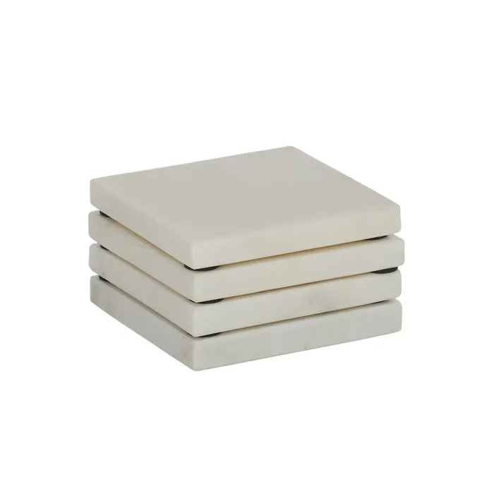 Neo Square Marble Coaster 10cm White - Set of 4