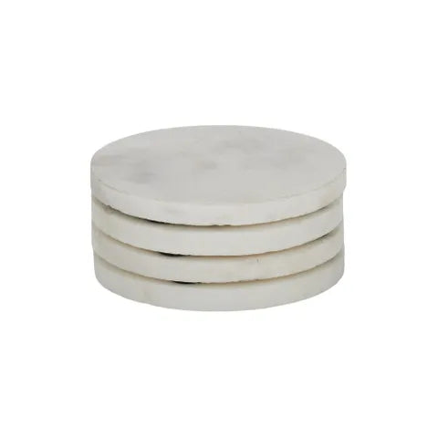 Neo Round Marble Coaster 10cm White - Set of 4 - Addy & Lou