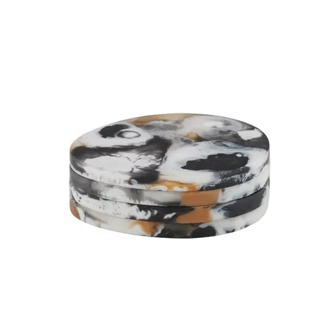 Noir Resin Coasters 10cm Black - Set of 4