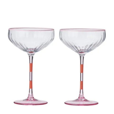 Lena Glass Rib Coupe 11x18.5cm - Set of 2