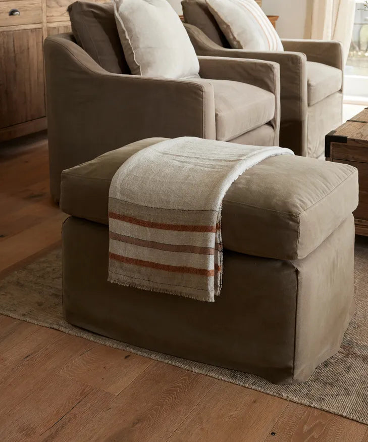 Herringbone Stripe Linen Throw - Natural