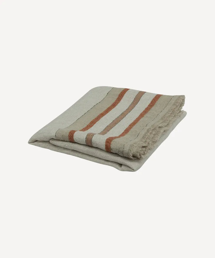 Herringbone Stripe Linen Throw - Natural