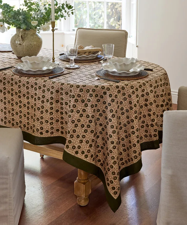 Odette Handblock Cotton Tablecloth