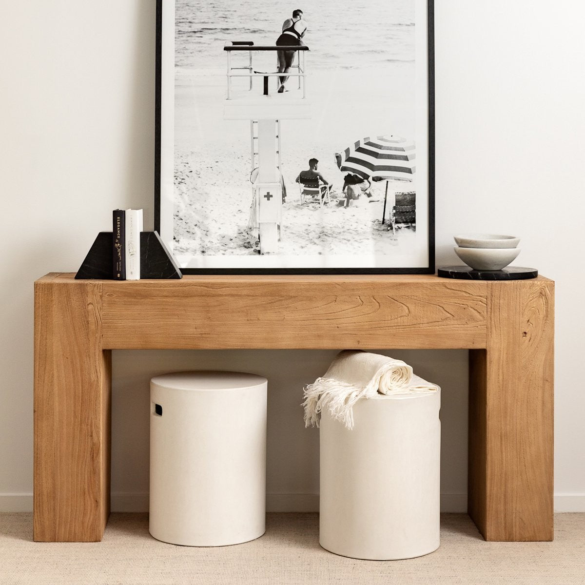 Concrete Pipe Side Table/Stool - White