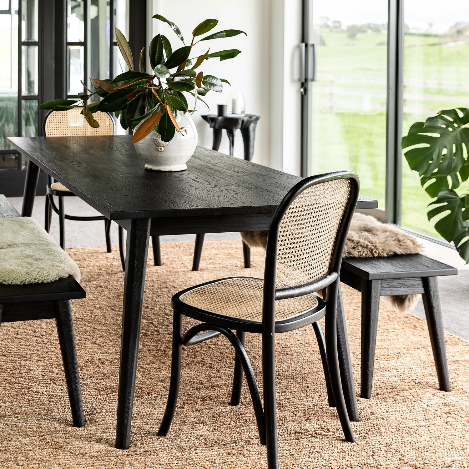 Vaasa Oak Dining Table - Matt Black
