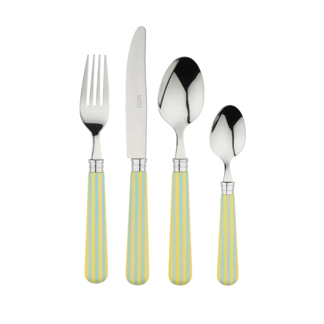 Lemon & Blue Stripe Cutlery Set 16 Piece