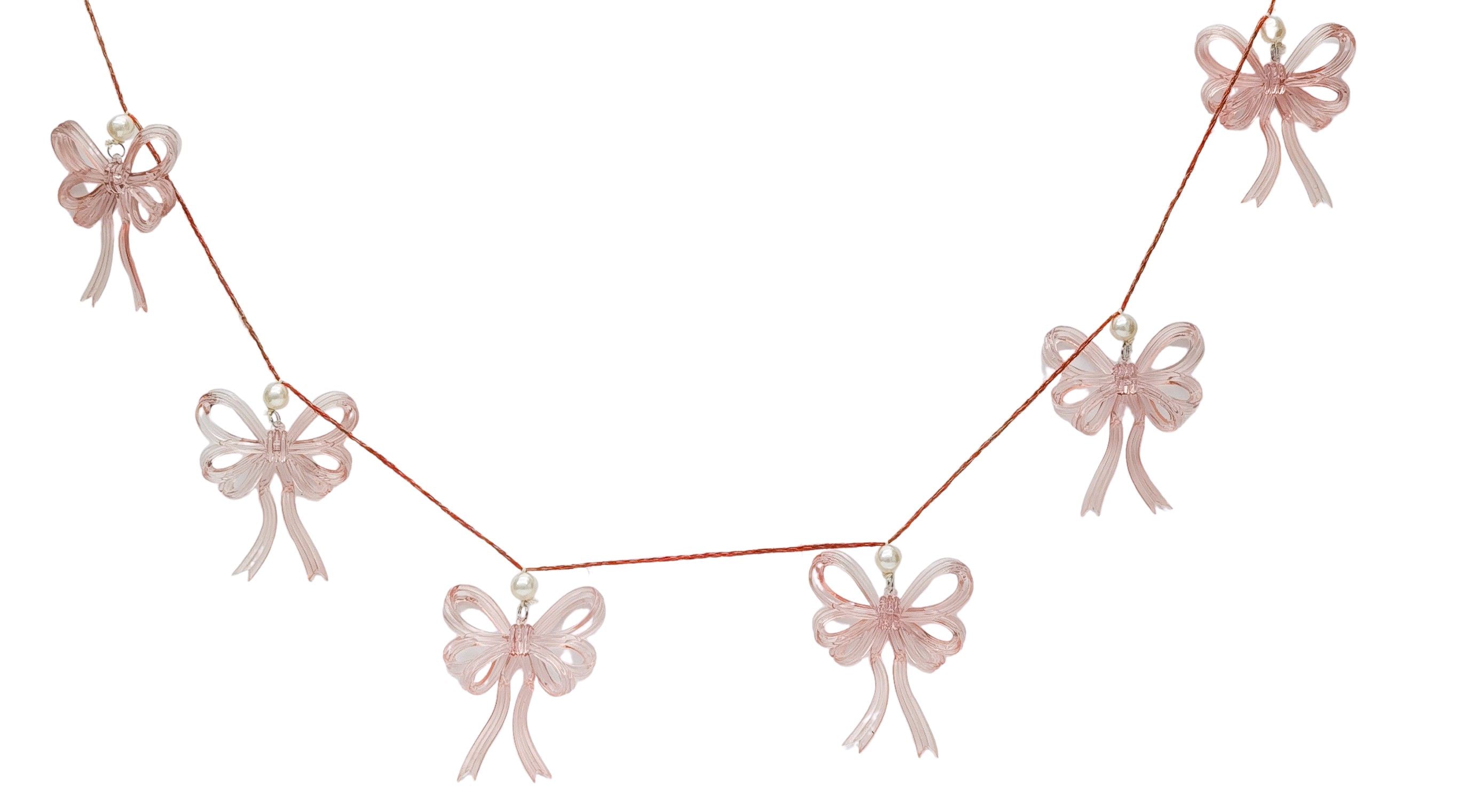 Bow Hanging Garland Pink 190cm
