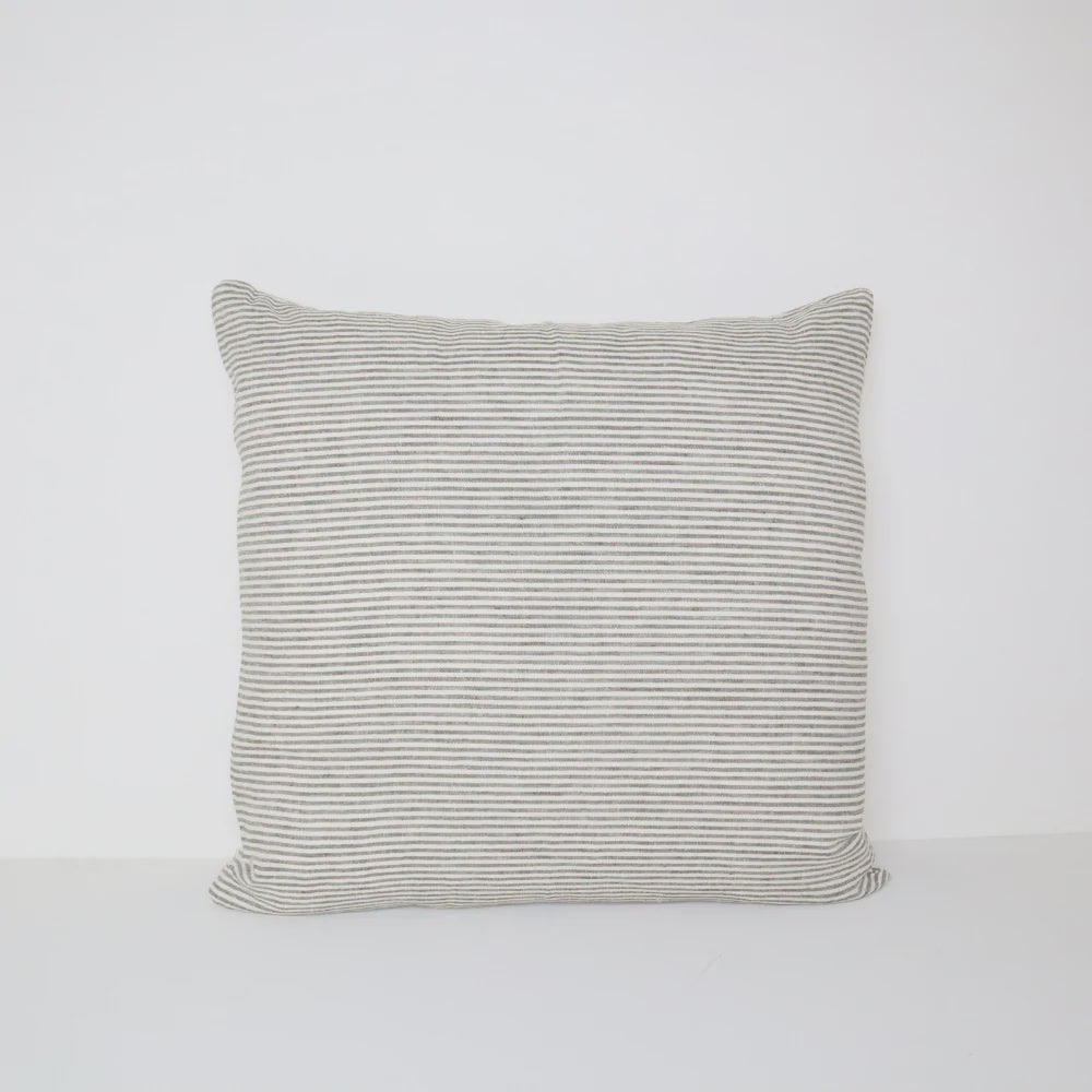Linen Stripe Cushion - Olive