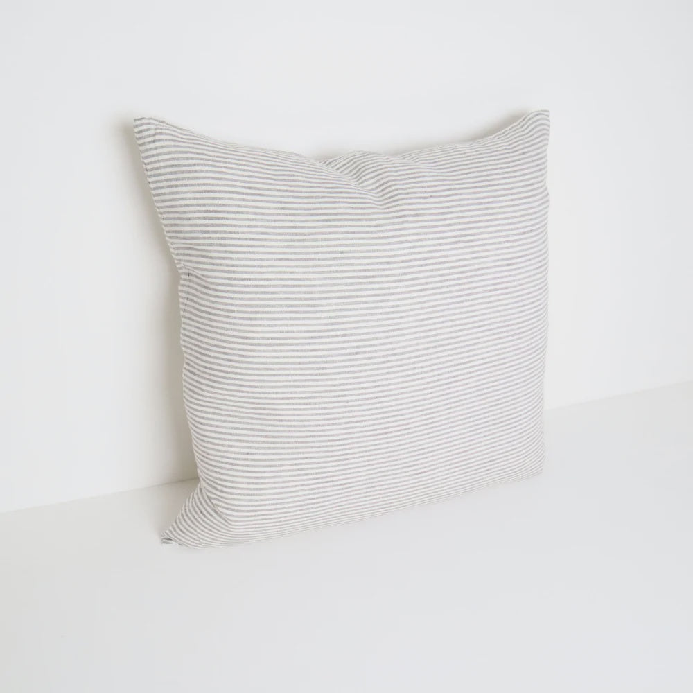 Linen Stripe Cushion - Storm