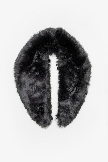 Faux Fur Collar Shrug - Black