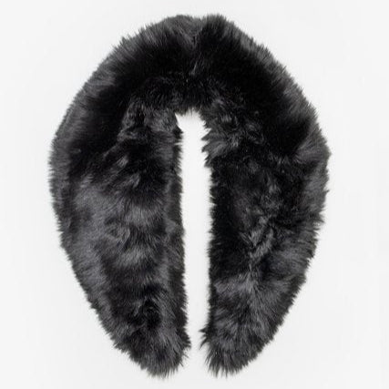 Faux Fur Collar Shrug - Black