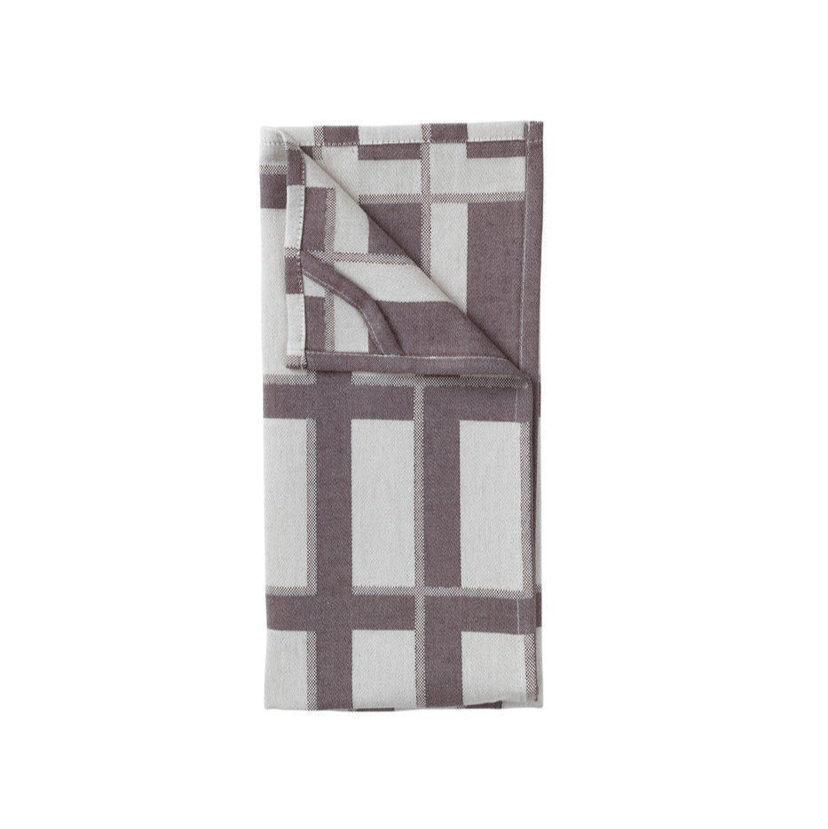 Teatowel Isa Chocolate/Off White - Set of Two