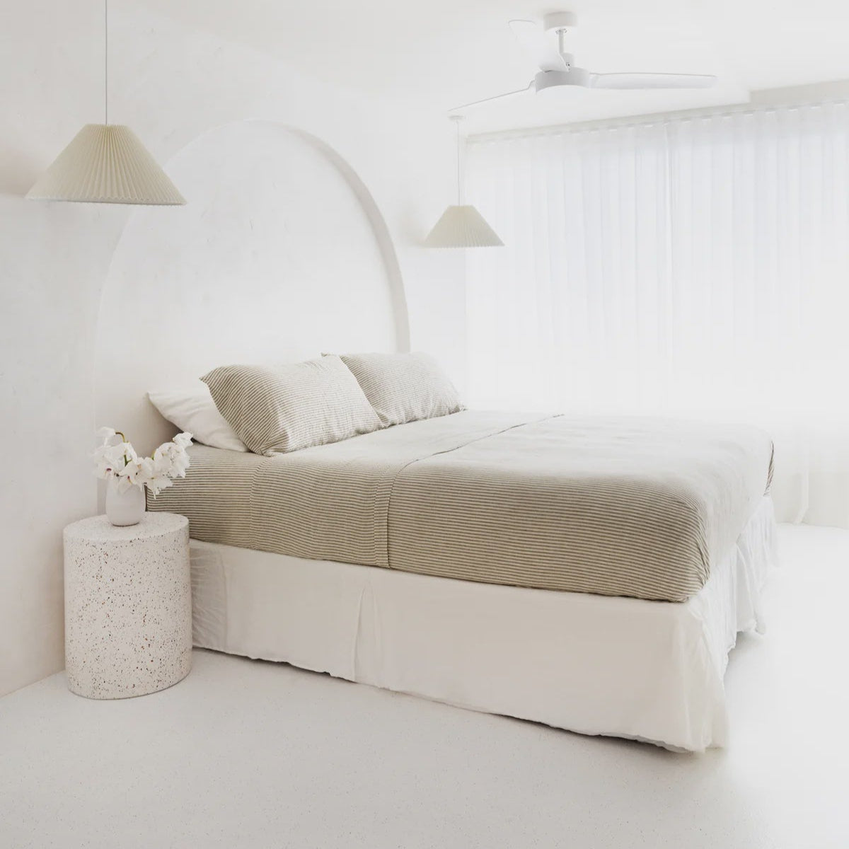 Olive Stripe - Fitted Sheet