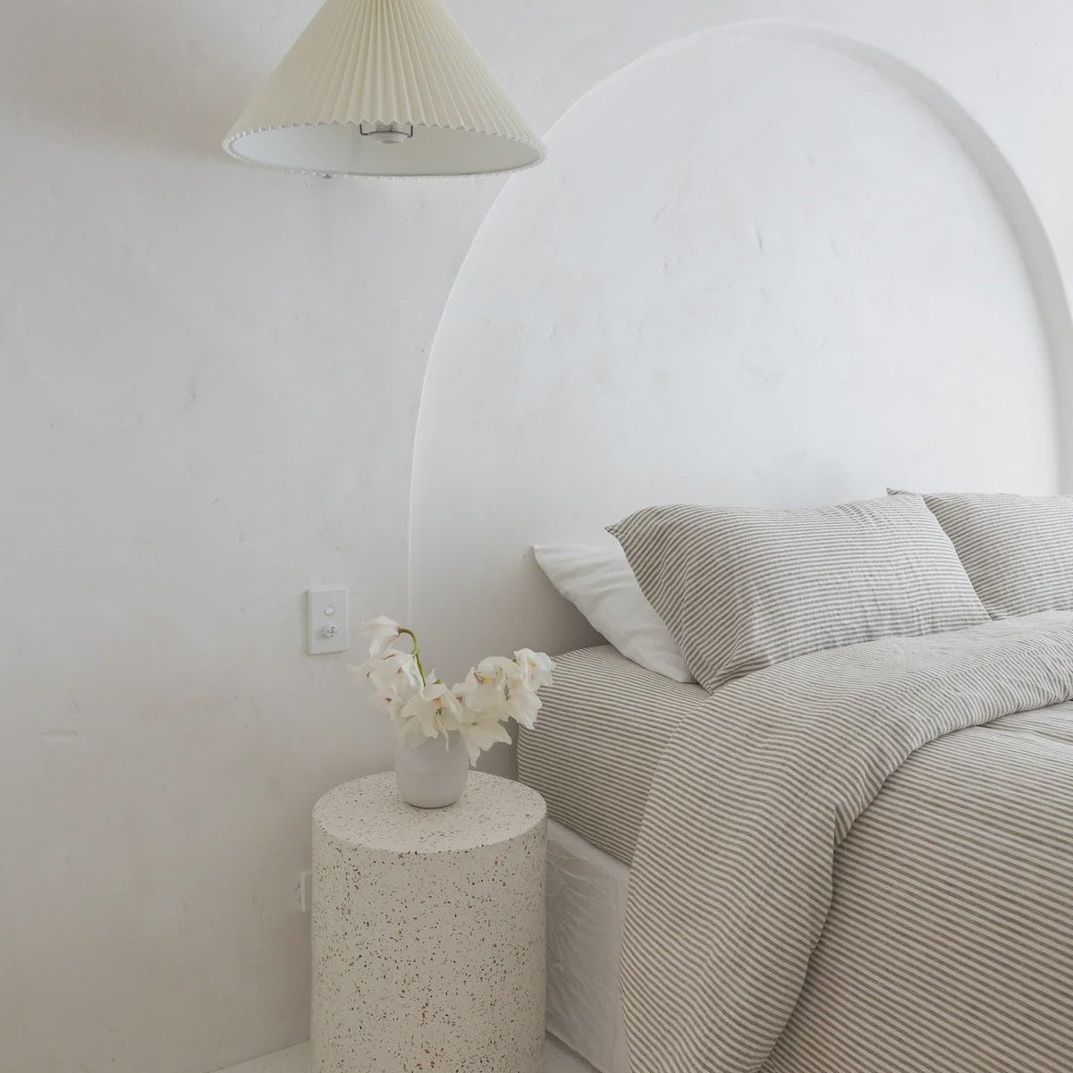 Olive Stripe - Linen Duvet Cover