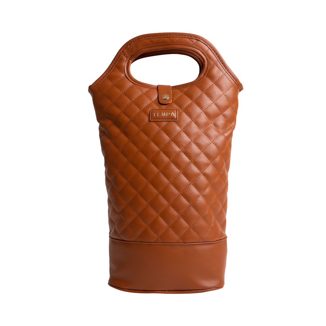 Quilted Tan Double Wine Bag