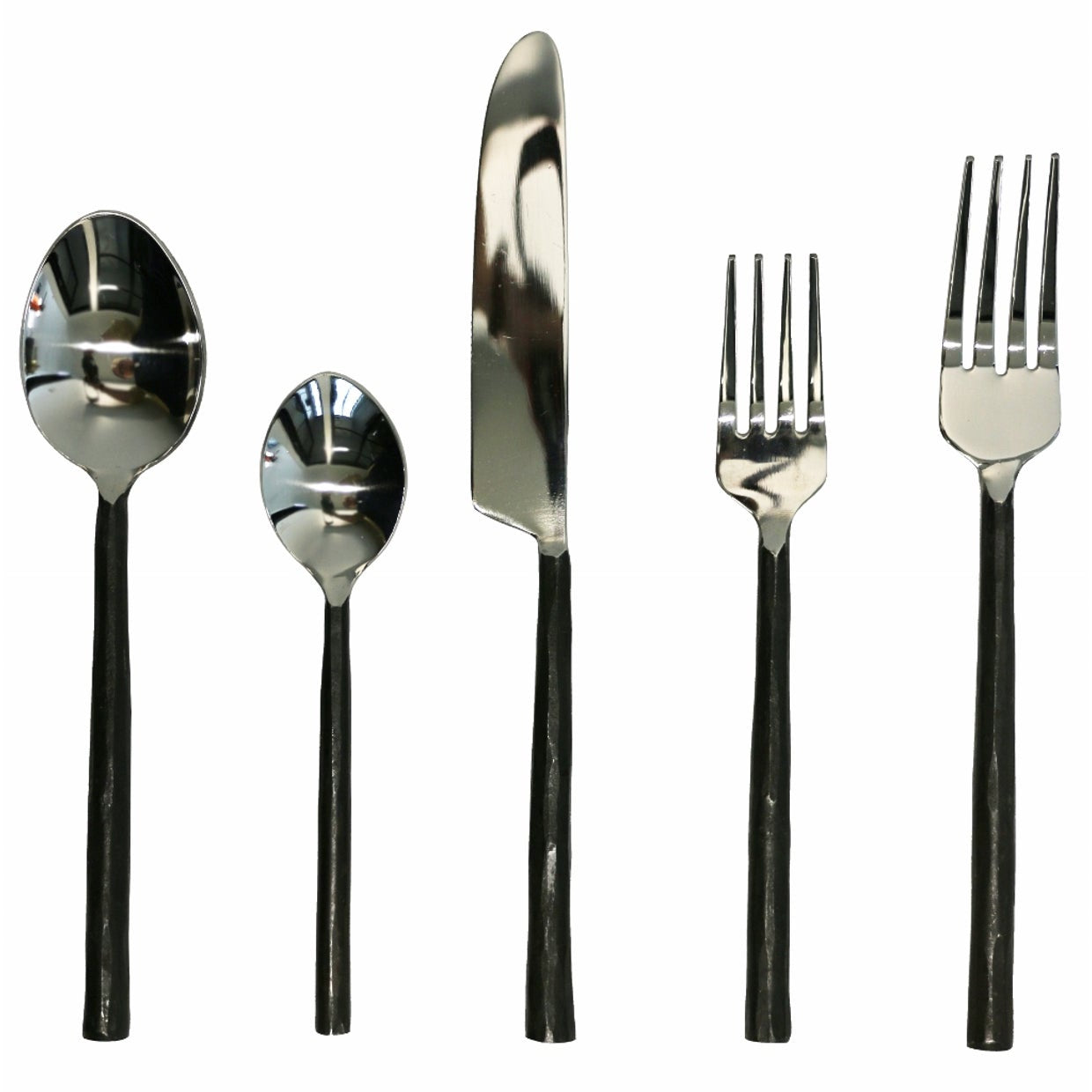 BLACK & STAINLESS STEEL CUTLERY SET