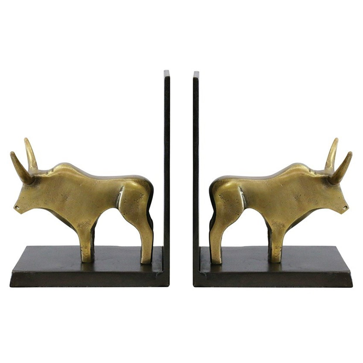 Bull Book Ends - Brass