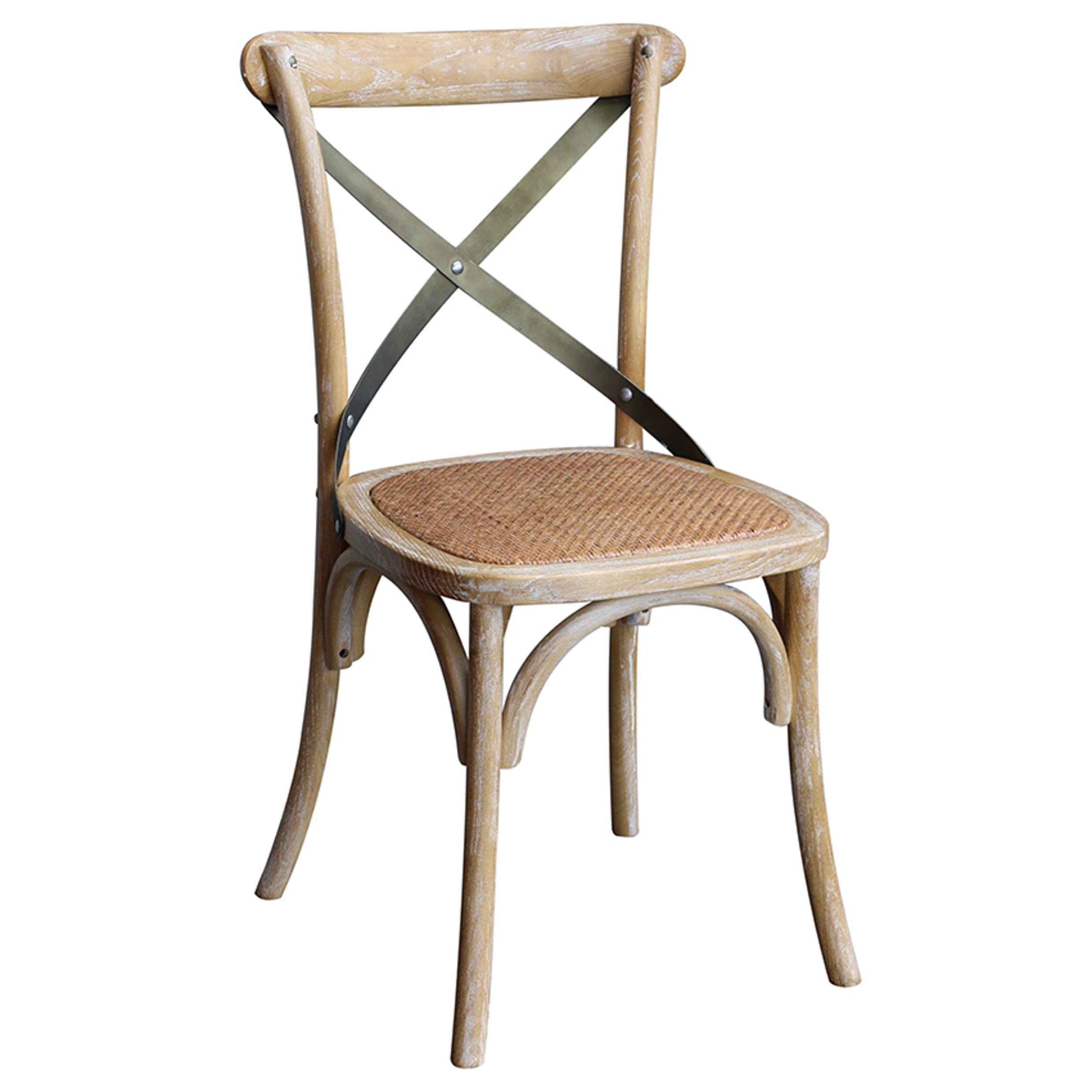 Vienna Elm Chair - Light Lime Wash With Metal X