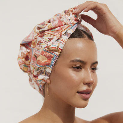 RIVA Hair Towel Wrap in Papaya Postcard