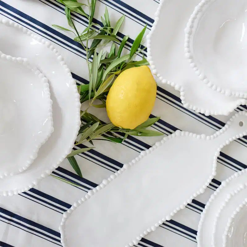 Melamine Pearl Platter Handle 42cm - White