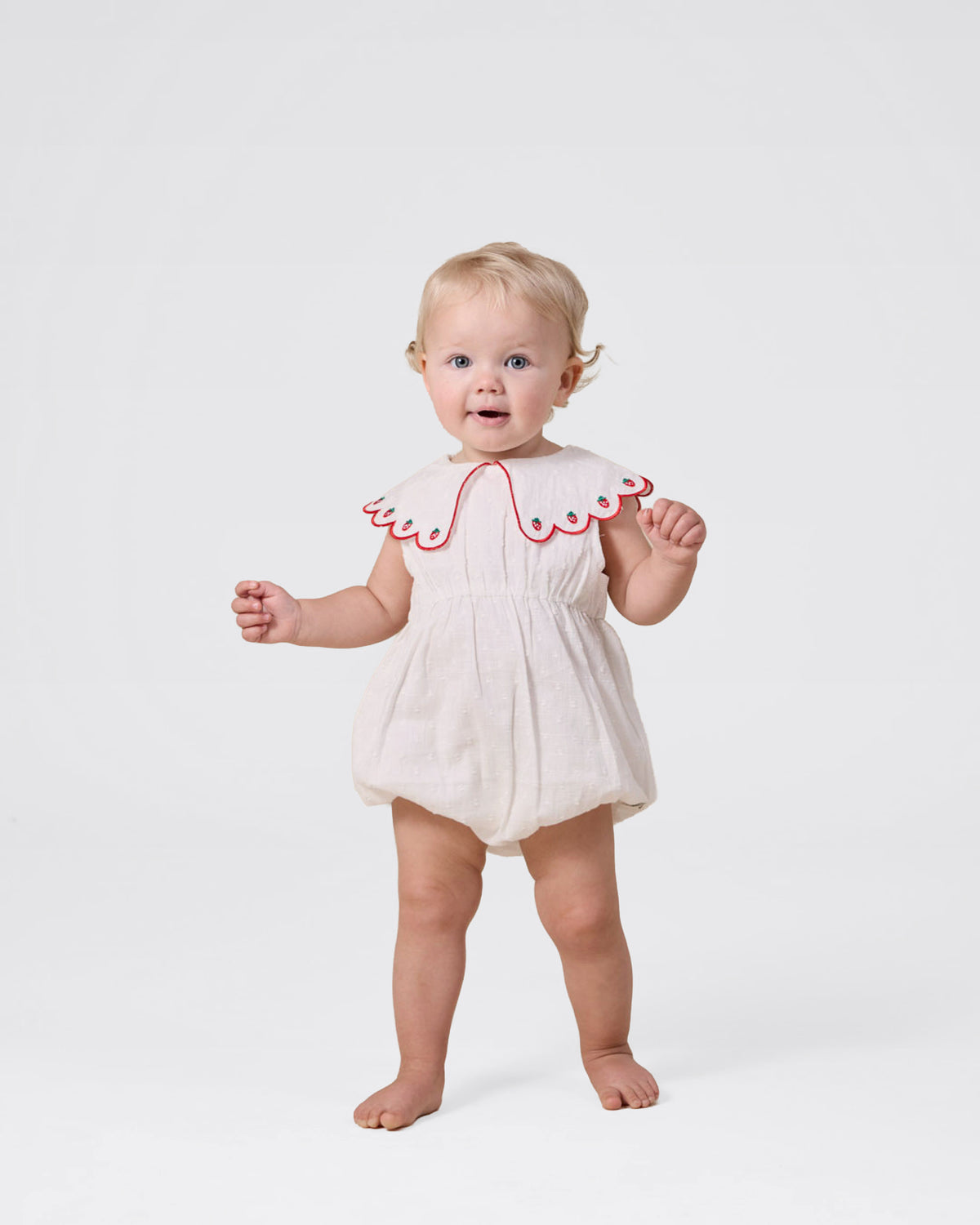 SCALLOP COLLAR STRAWBERRY ROMPER