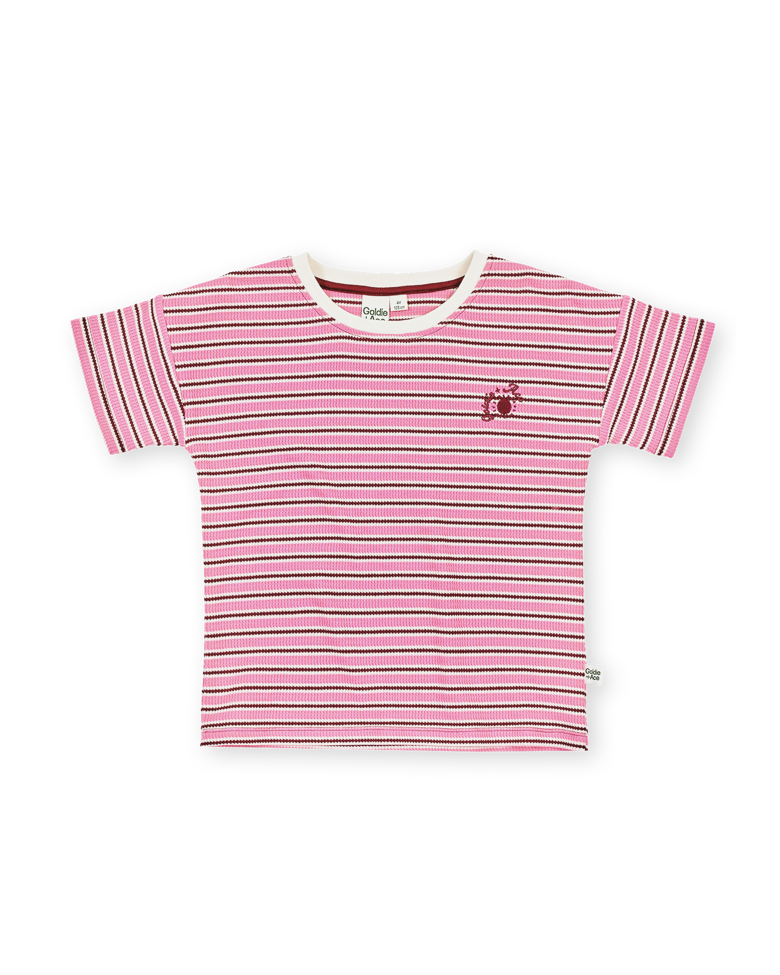 WAFFLE STRIPE T-SHIRT PINK