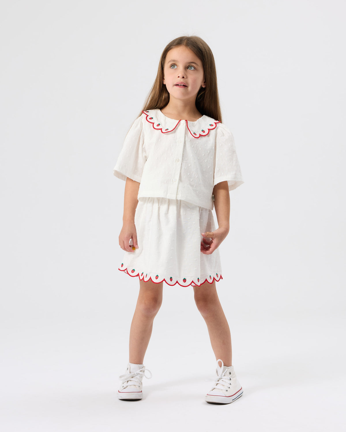SCALLOP HEM STRAWBERRY SKIRT