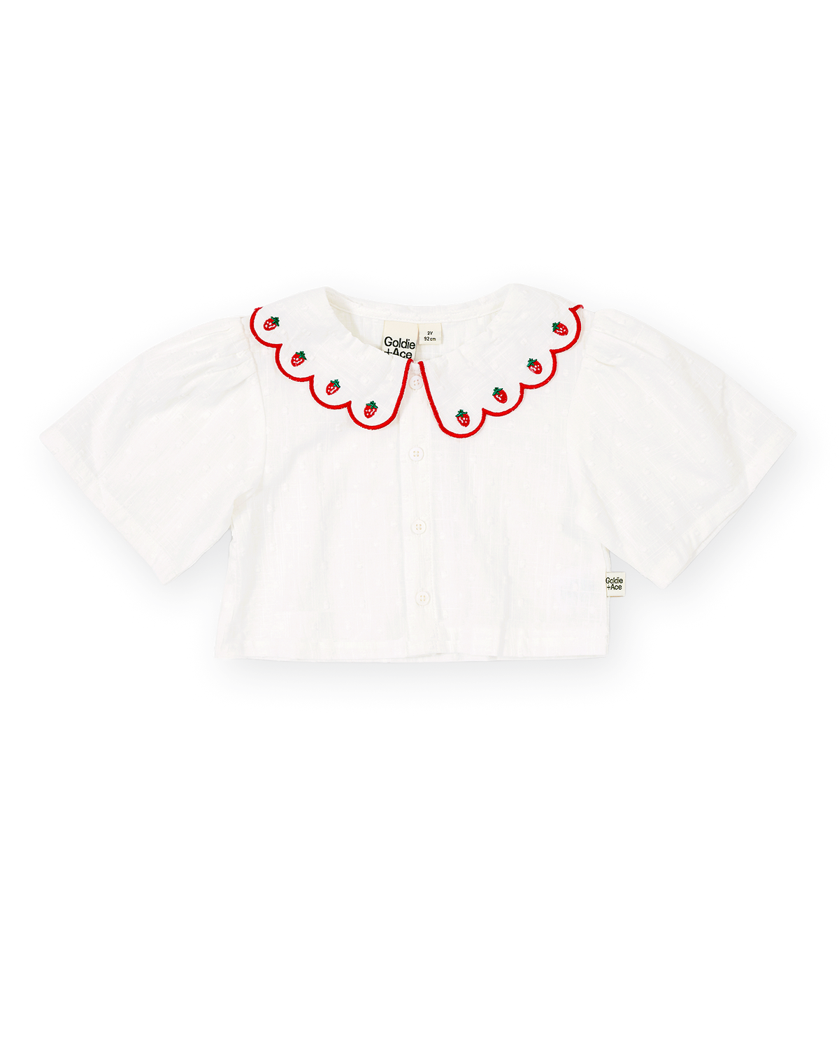 SCALLOP COLLAR STRAWBERRY CROPPED BLOUSE