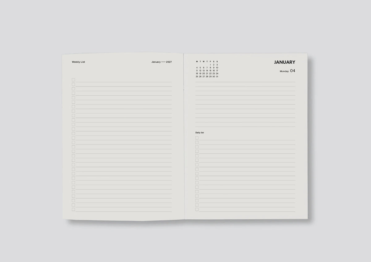 Lettuce 2027 Daily Diary | Minimal Typographic