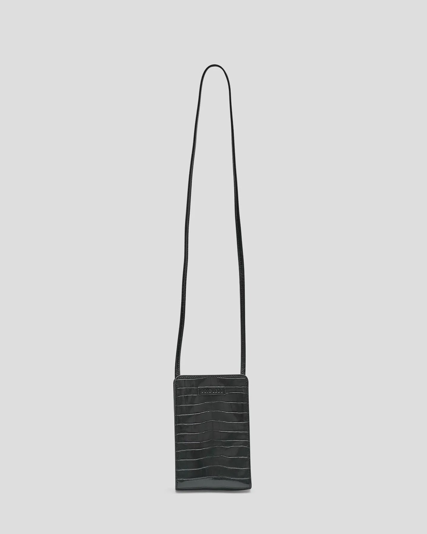 Paloma Phone Bag - BLACK BRUSHED CROC