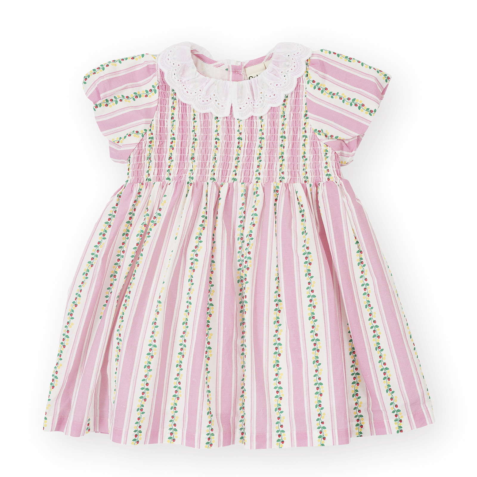 ANTIQUE STRIPE STRAWBERRY FLO SMOCKED DRESS