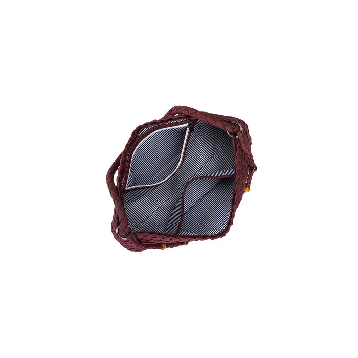 Nolita 2 Piece Eastwest Handwoven Suedette Handbag - Burgundy