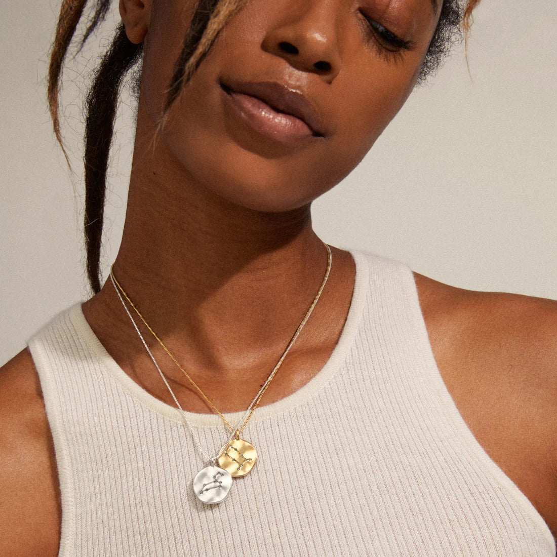 Libra Zodiac Sign Necklace - Silver Plated - Crystal