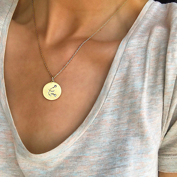 Scorpio Zodiac Sign Necklace - Gold Plated - Crystal