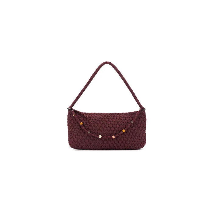 Nolita 2 Piece Eastwest Handwoven Suedette Handbag - Burgundy