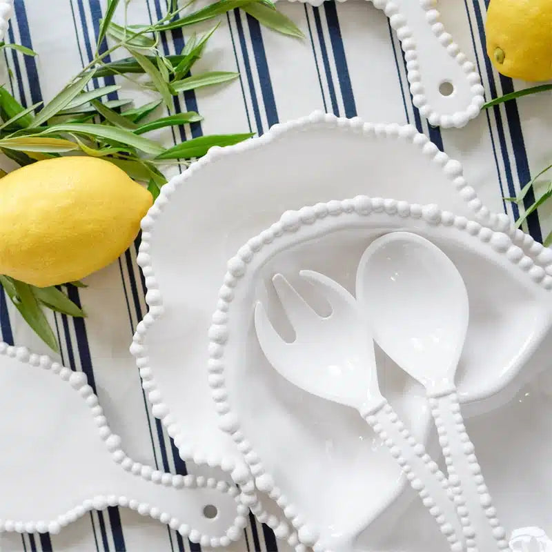Melamine Pearl Salad Servers - White