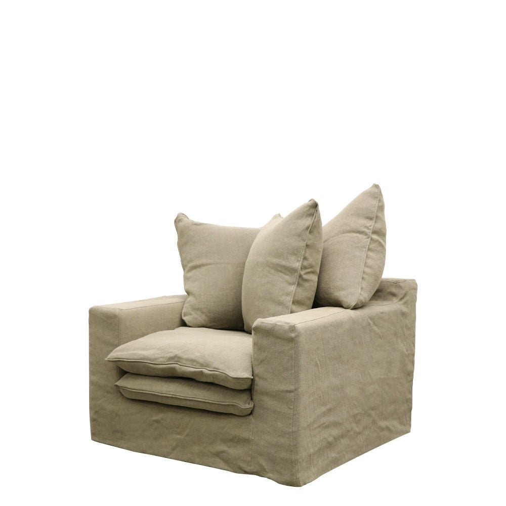 Keely Slipcover Armchair - Khaki