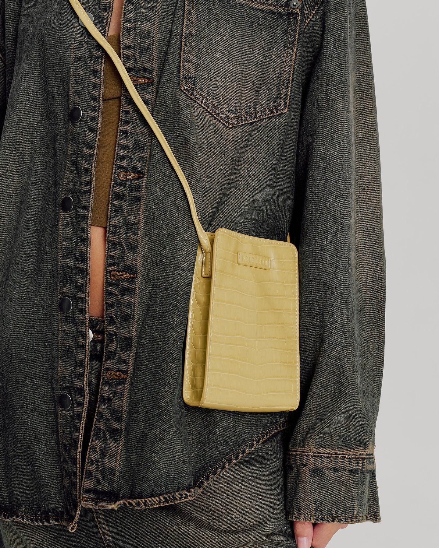 Paloma Phone Bag - BUTTERMILK BRUSHED CROC