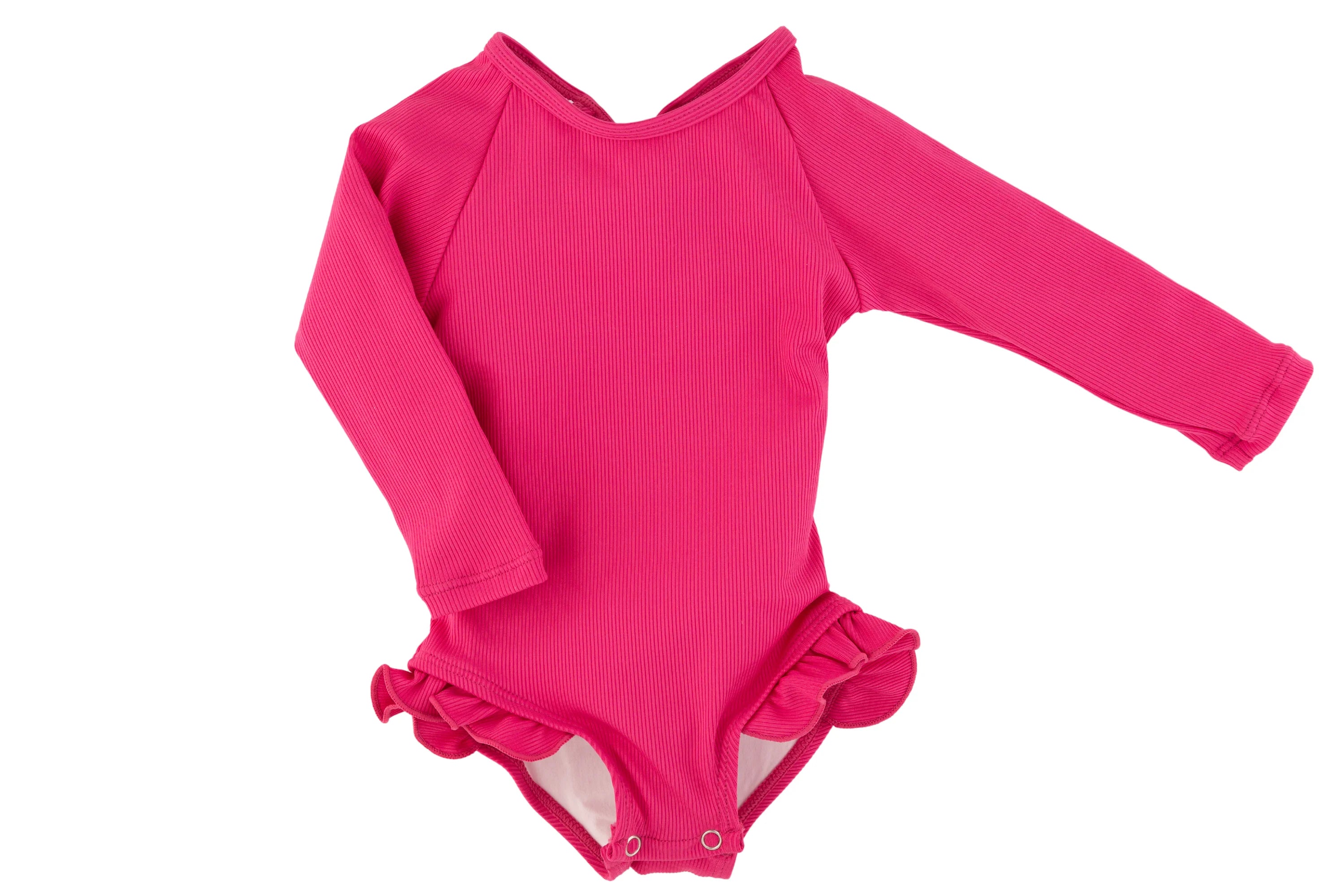 Ruffle Rashguard - Ribbed Pink