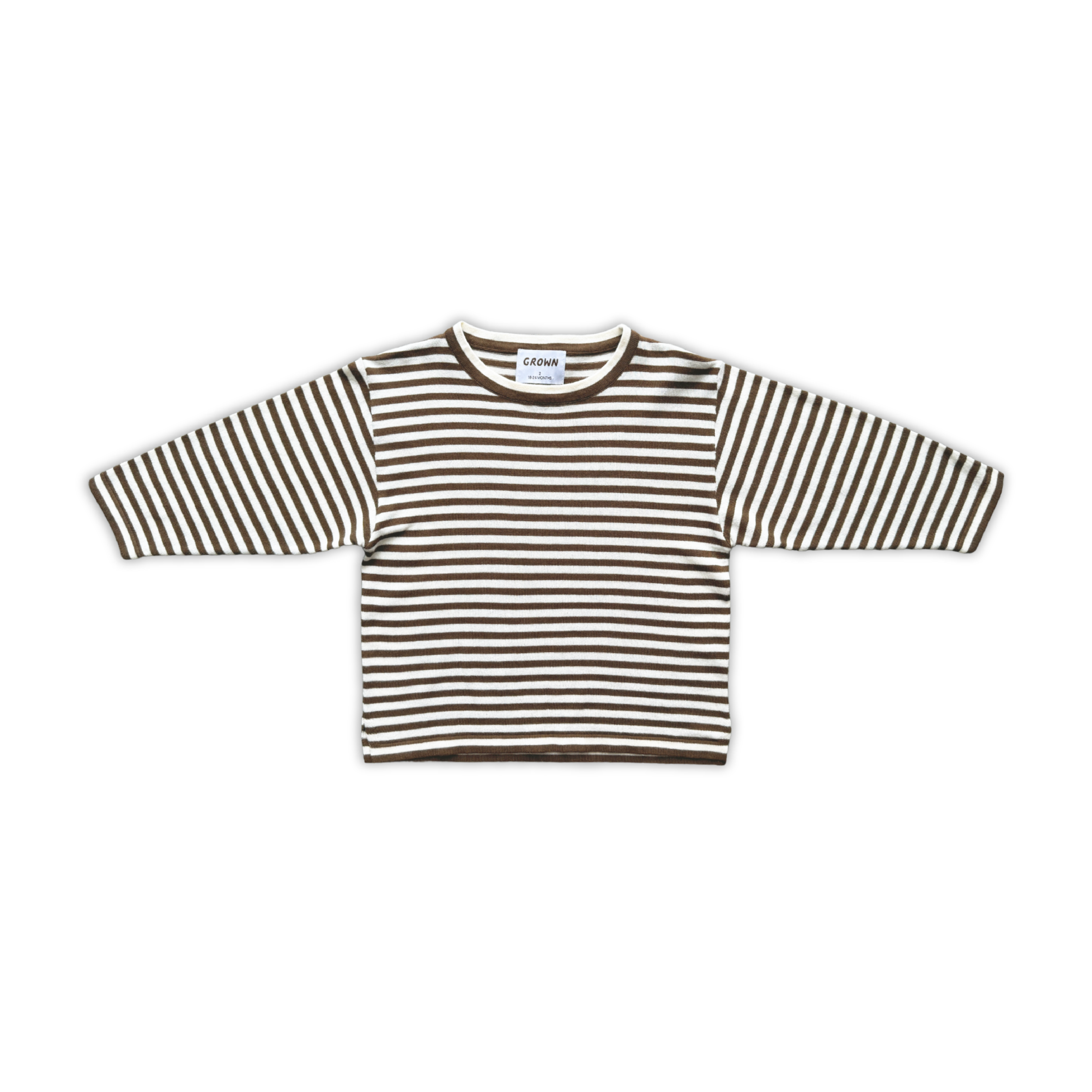 Organic Essential Stripe LS Knit Tee - Espresso