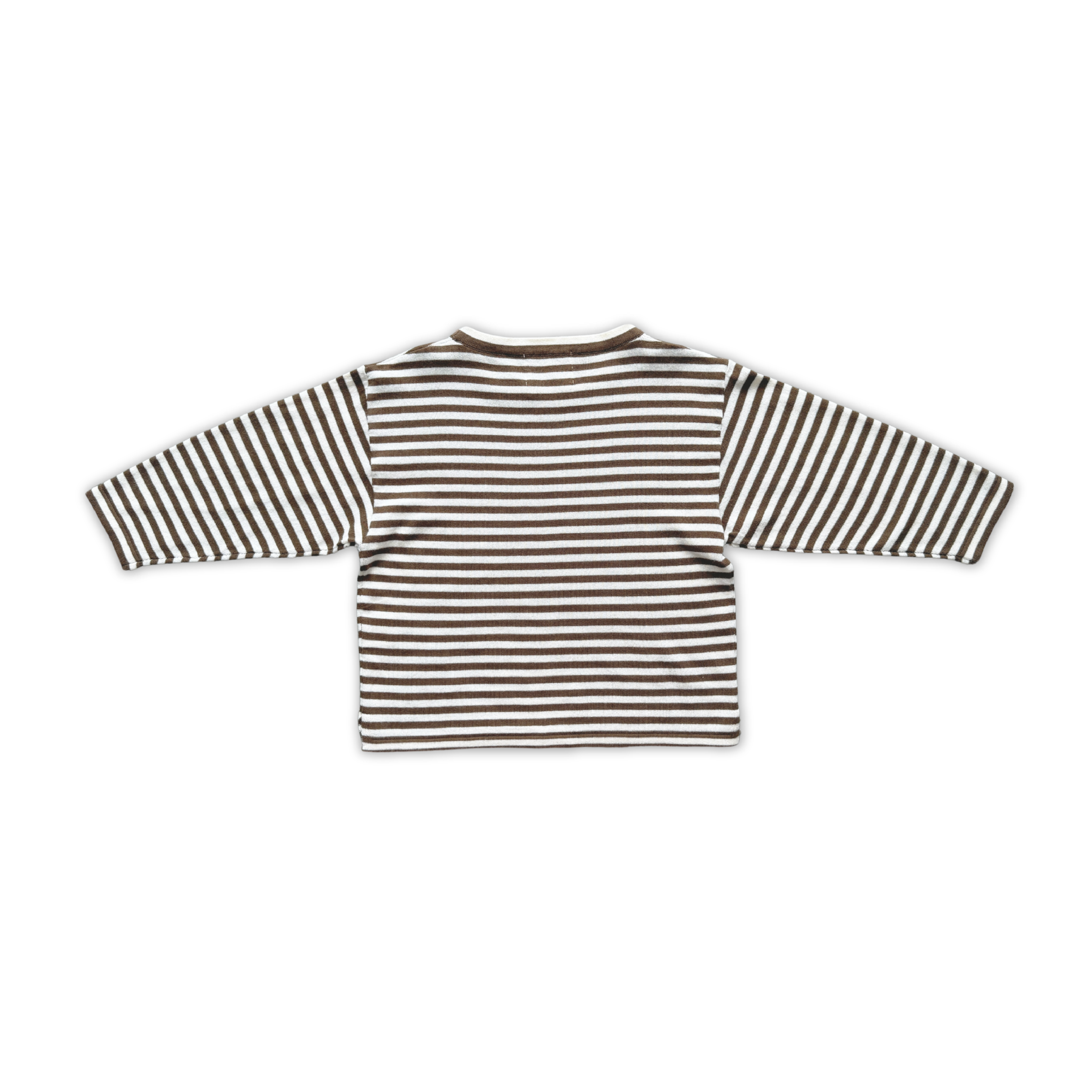 Organic Essential Stripe LS Knit Tee - Espresso