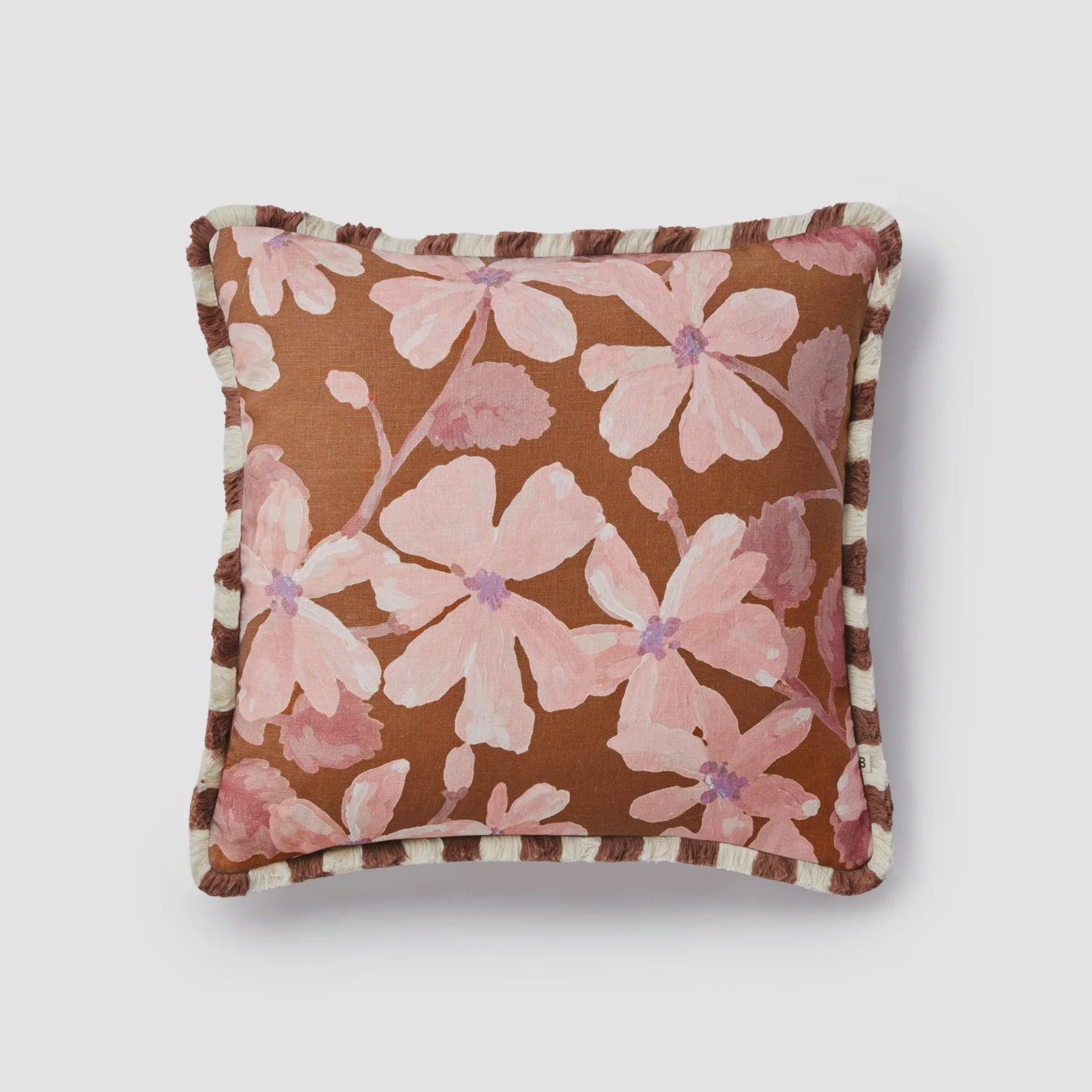Violet Tan Linen Cushion Cover