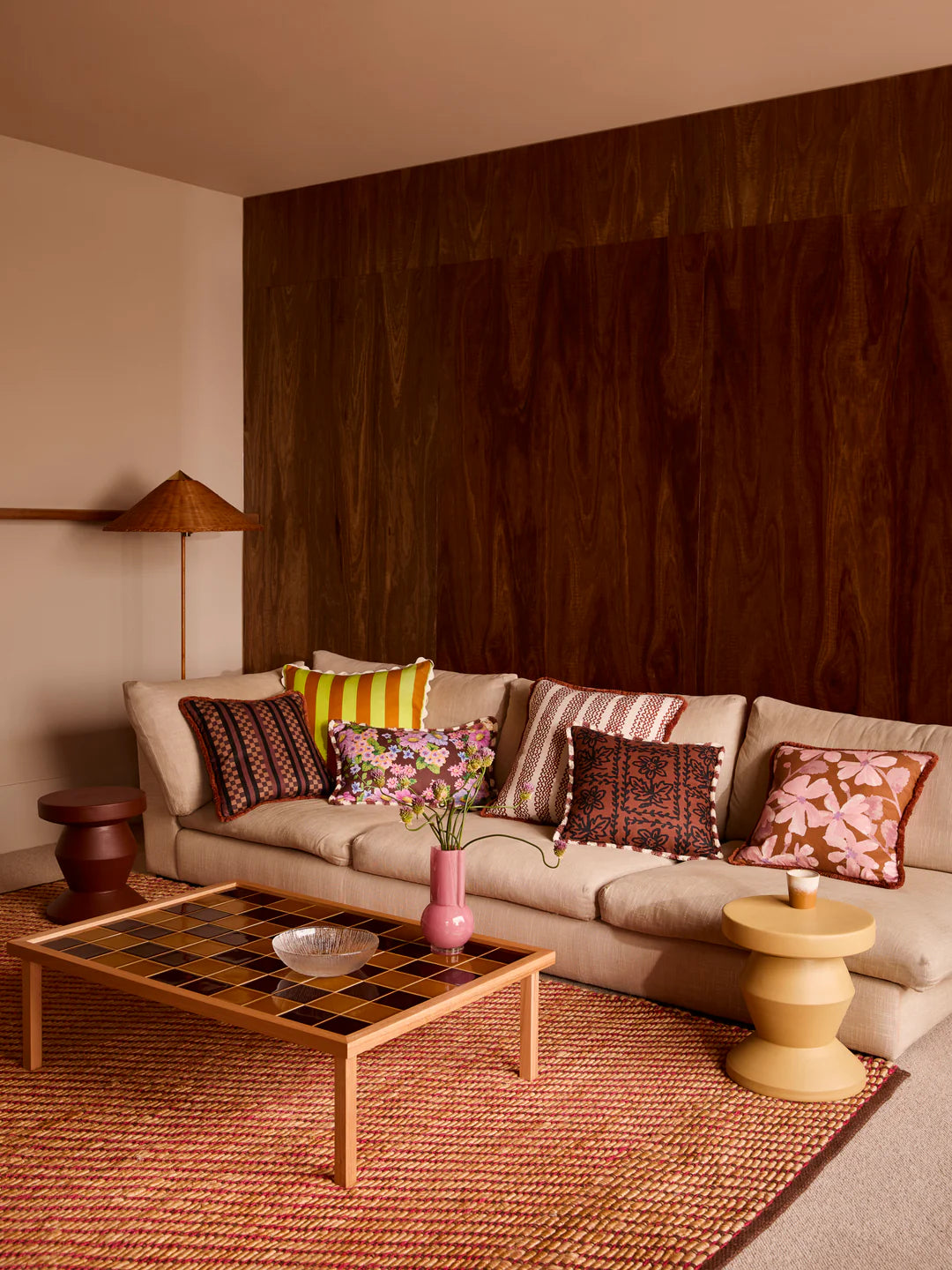 Violet Tan Linen Cushion Cover